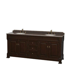 Load image into Gallery viewer, Wyndham Collection Vanity Wyndham Collection WCVTRAD80DDCIBUNOMXX Andover 80 Inch Double Bathroom Vanity in Dark Cherry, Imperial Brown Granite Countertop, Undermount Oval Sinks, and No Mirror