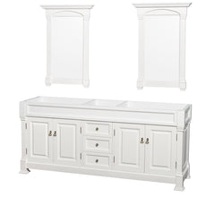 Load image into Gallery viewer, Wyndham Collection Vanity Wyndham Collection WCVTRAD80DWHCMUNDM28 Andover 80 Inch Double Bathroom Vanity in White with White Carrara Marble Countertop, Undermount Oval Sinks, and 28 Inch Mirrors