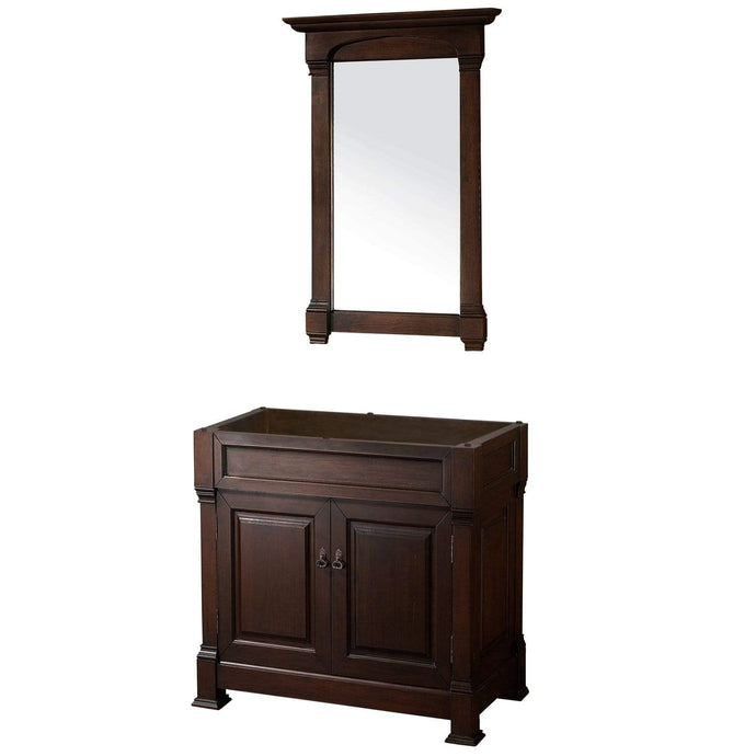 Wyndham Collection Vanity Wyndham Collection WCVTRAS36SDCCXSXXM28 Andover 36 Inch Single Bathroom Vanity in Dark Cherry, No Countertop, No Sink, and 28 Inch Mirror
