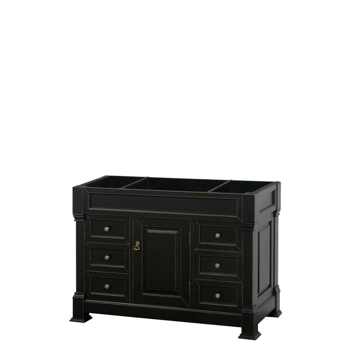 Wyndham Collection Vanity Wyndham Collection WCVTRAS48SBKCXSXXMXX Andover 48 Inch Single Bathroom Vanity in Black, No Countertop, No Sink, and No Mirror