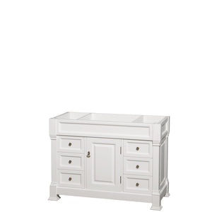 Wyndham Collection Vanity Wyndham Collection WCVTRAS48SWHCXSXXMXX Andover 48 Inch Single Bathroom Vanity in White, No Countertop, No Sink, and No Mirror