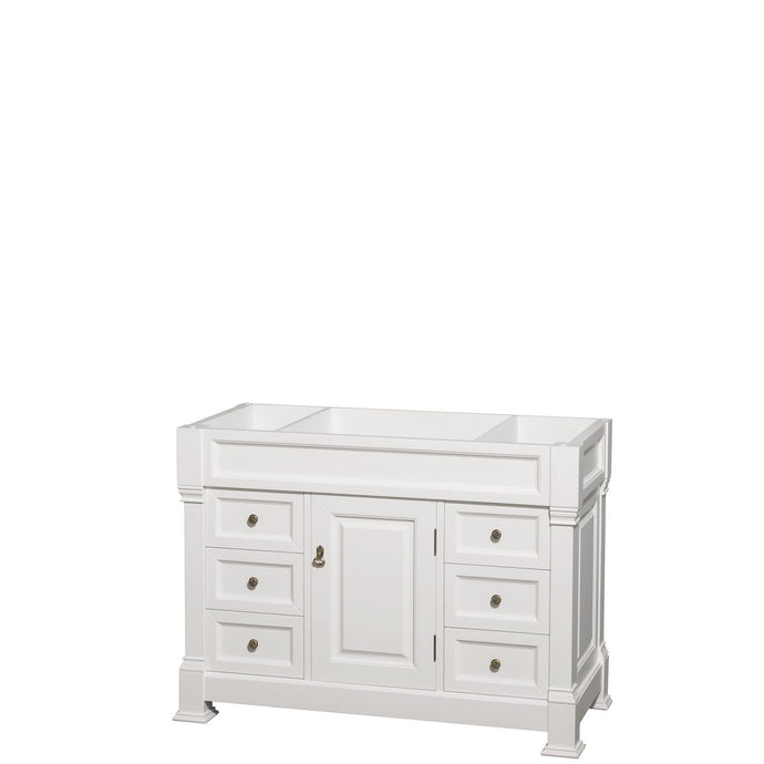 Wyndham Collection Vanity Wyndham Collection WCVTRAS48SWHCXSXXMXX Andover 48 Inch Single Bathroom Vanity in White, No Countertop, No Sink, and No Mirror