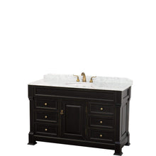 Load image into Gallery viewer, Wyndham Collection Vanity Wyndham Collection WCVTRAS55SBKCMUNOMXX Andover 55 Inch Single Bathroom Vanity in Black, White Carrara Marble Countertop, Undermount Oval Sink, and No Mirror