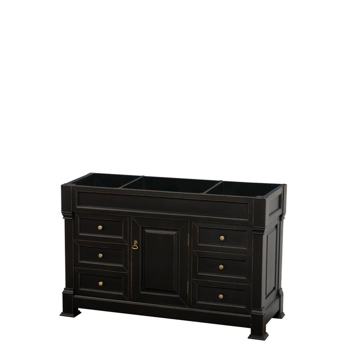Wyndham Collection Vanity Wyndham Collection WCVTRAS55SBKCXSXXMXX Andover 55 Inch Single Bathroom Vanity in Black, No Countertop, No Sink, and No Mirror