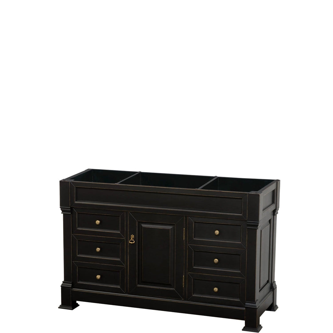 Wyndham Collection Vanity Wyndham Collection WCVTRAS55SBKCXSXXMXX Andover 55 Inch Single Bathroom Vanity in Black, No Countertop, No Sink, and No Mirror
