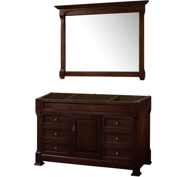 Wyndham Collection Vanity Wyndham Collection WCVTRAS55SDCCXSXXM50 Andover 55 Inch Single Bathroom Vanity in Dark Cherry, No Countertop, No Sink, and 50 Inch Mirror