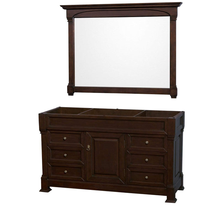 Wyndham Collection Vanity Wyndham Collection WCVTRAS60SDCCXSXXM56 Andover 60 Inch Single Bathroom Vanity in Dark Cherry, No Countertop, No Sink, and 56 Inch Mirror