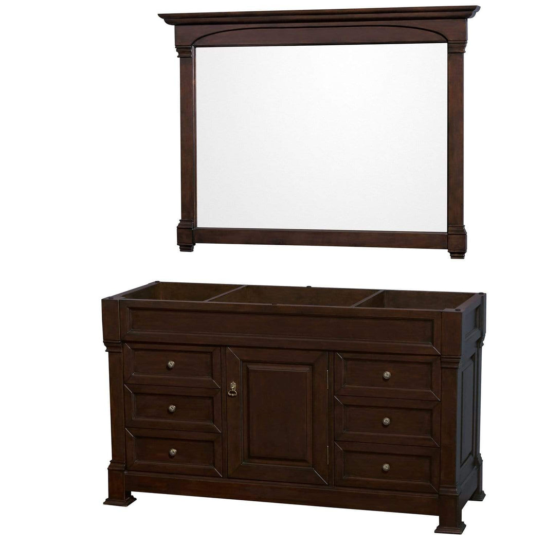 Wyndham Collection Vanity Wyndham Collection WCVTRAS60SDCCXSXXM56 Andover 60 Inch Single Bathroom Vanity in Dark Cherry, No Countertop, No Sink, and 56 Inch Mirror