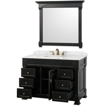 Load image into Gallery viewer, Wyndham Collection Vanity Wyndham Collection WCVTS48BLCW Andover 48 Inch Single Bathroom Vanity in Black, White Carrara Marble Countertop, Undermount Oval Sink, and 44 Inch Mirror